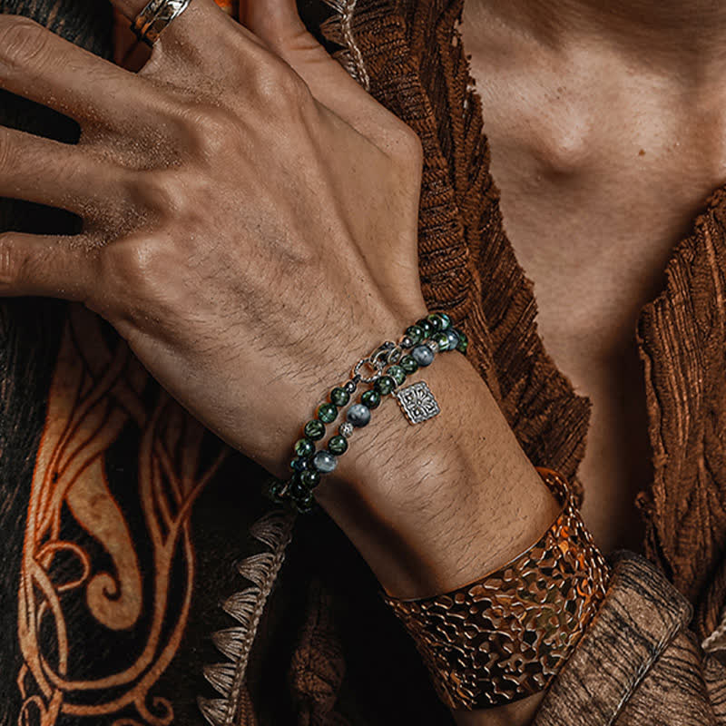 Bracelet en perles de séraphinite naturelle Olivenorma pour homme