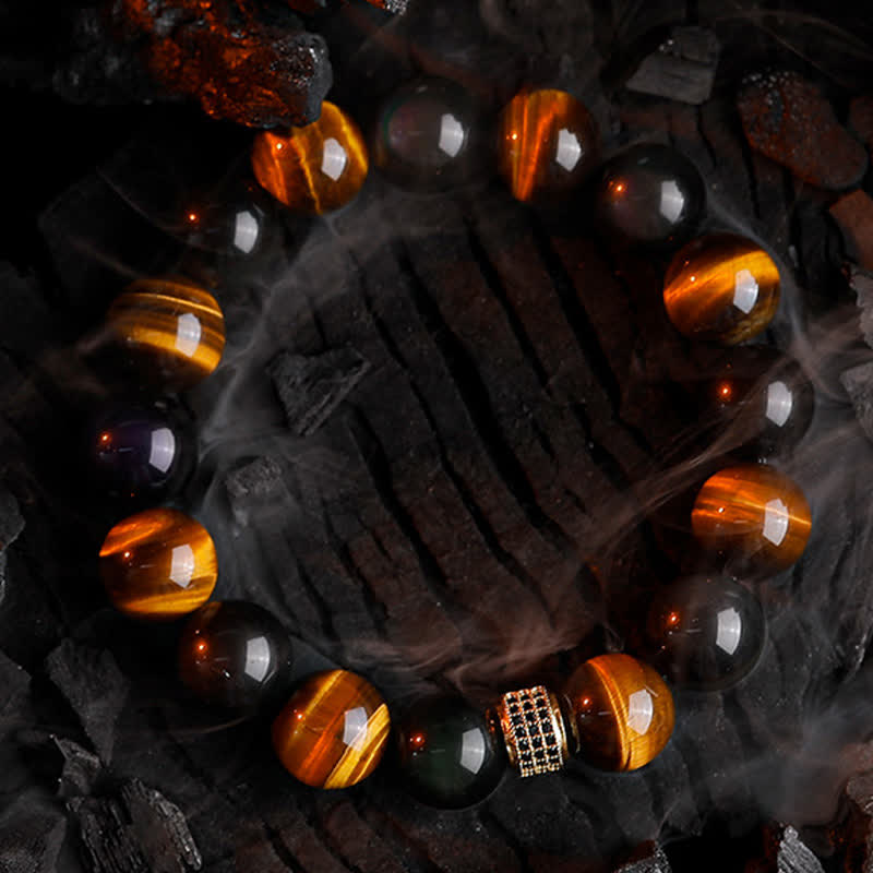 Bracelet en perles d'oeil de tigre naturel Olivenorma 12 mm pour homme