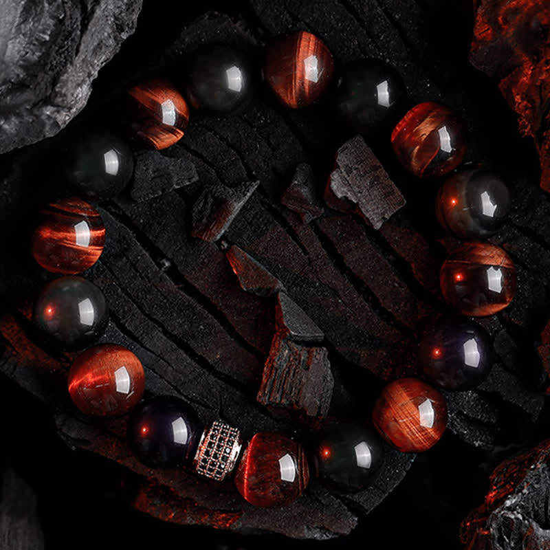 Bracelet en perles d'oeil de tigre naturel Olivenorma 12 mm pour homme