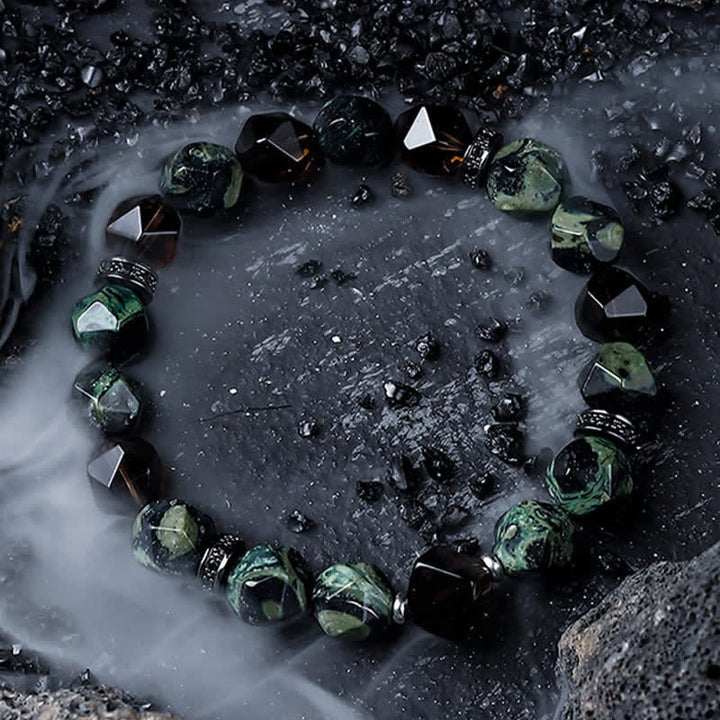 Bracelet de perles pour homme en sodalite naturelle et turquoise africaine Olivenorma