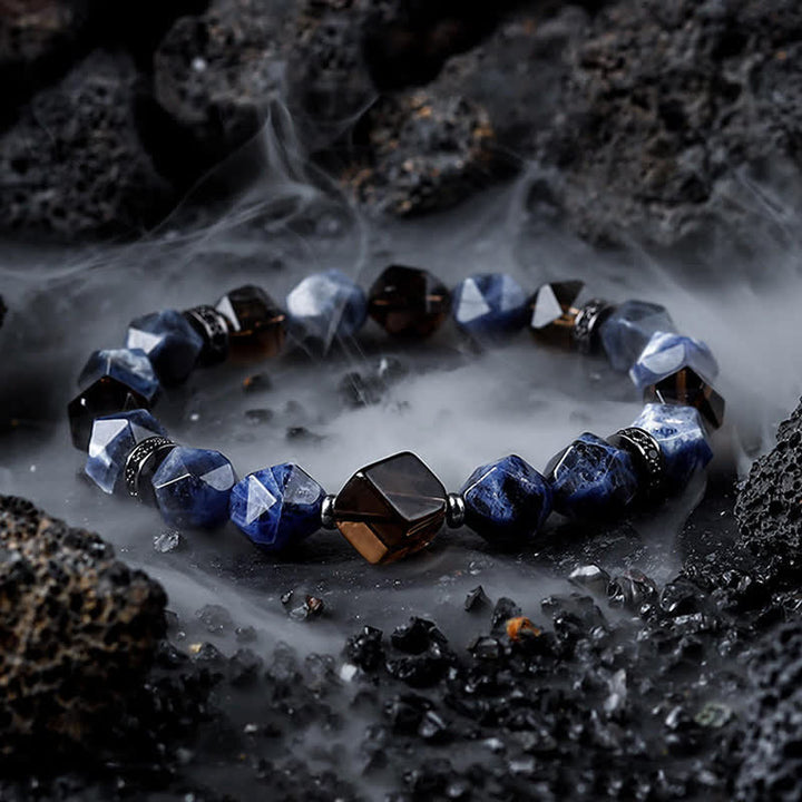 Bracelet de perles pour homme en sodalite naturelle et turquoise africaine Olivenorma