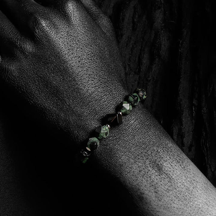 Bracelet de perles pour homme en sodalite naturelle et turquoise africaine Olivenorma