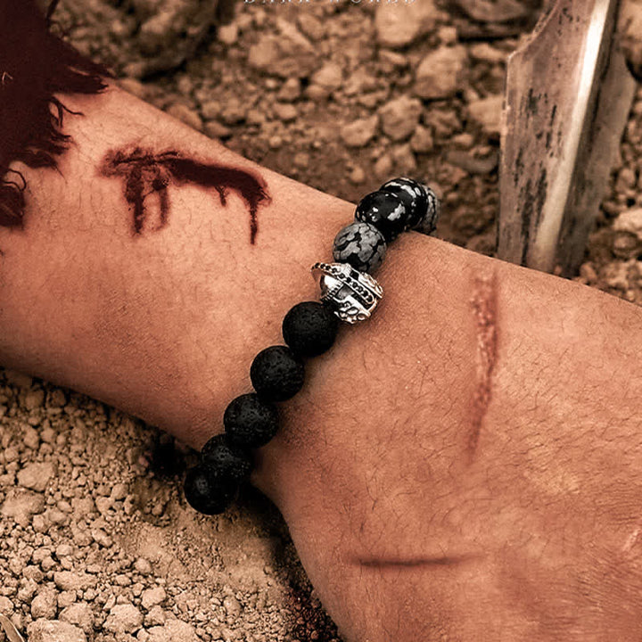 Bracelet en perles de pierre de lave naturelle Olivenorma pour homme