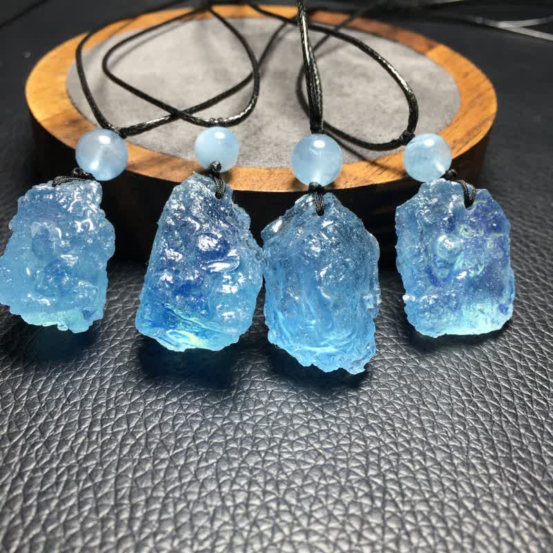 Collier en pierres précieuses calmes et aigue-marine naturelle Olivenorma