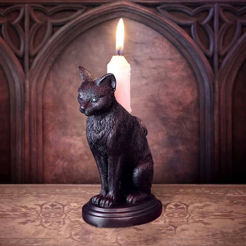 Bougeoir en forme de chat et de loup gothique Olivenorma