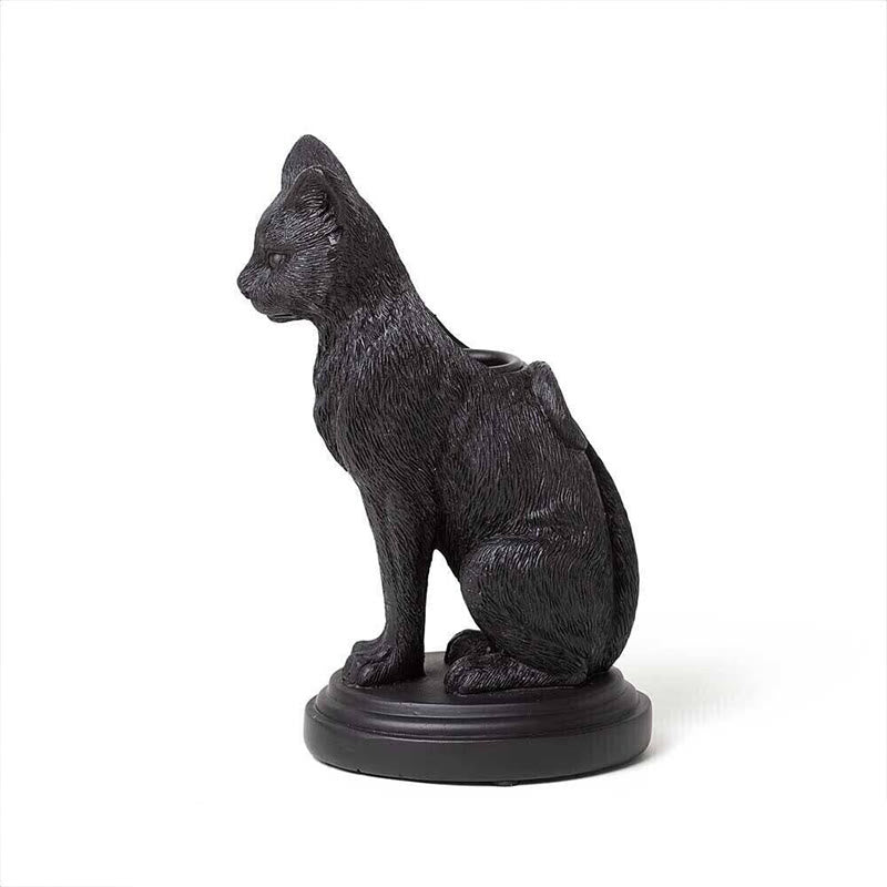 Bougeoir en forme de chat et de loup gothique Olivenorma