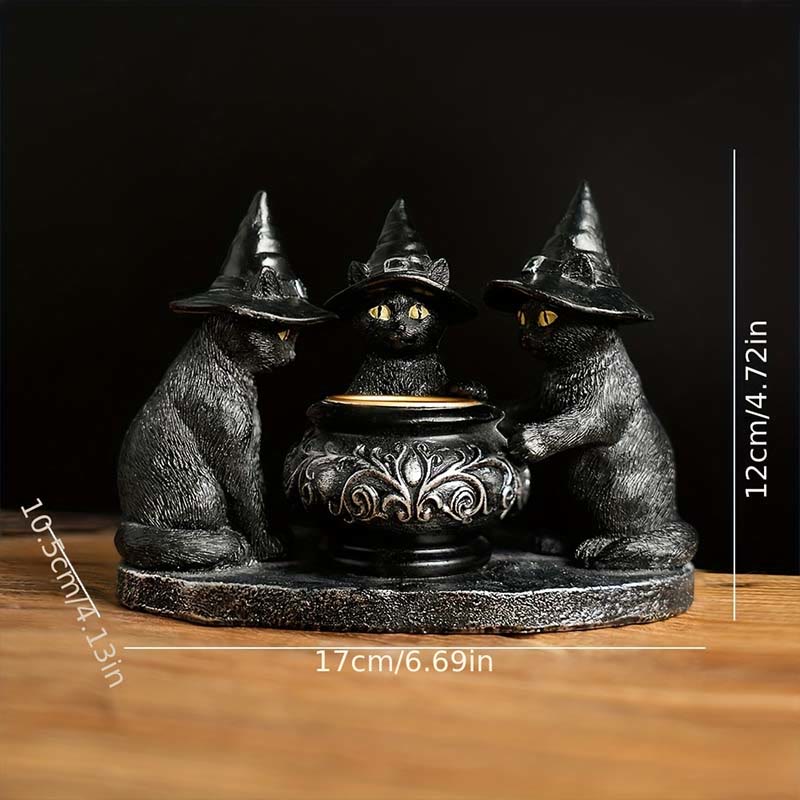 Bougeoir à bougie chauffe- Olivenorma Halloween Trois Chats Sorciers