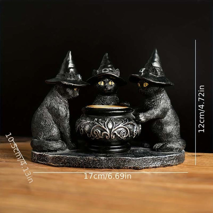 Bougeoir à bougie chauffe- Olivenorma Halloween Trois Chats Sorciers