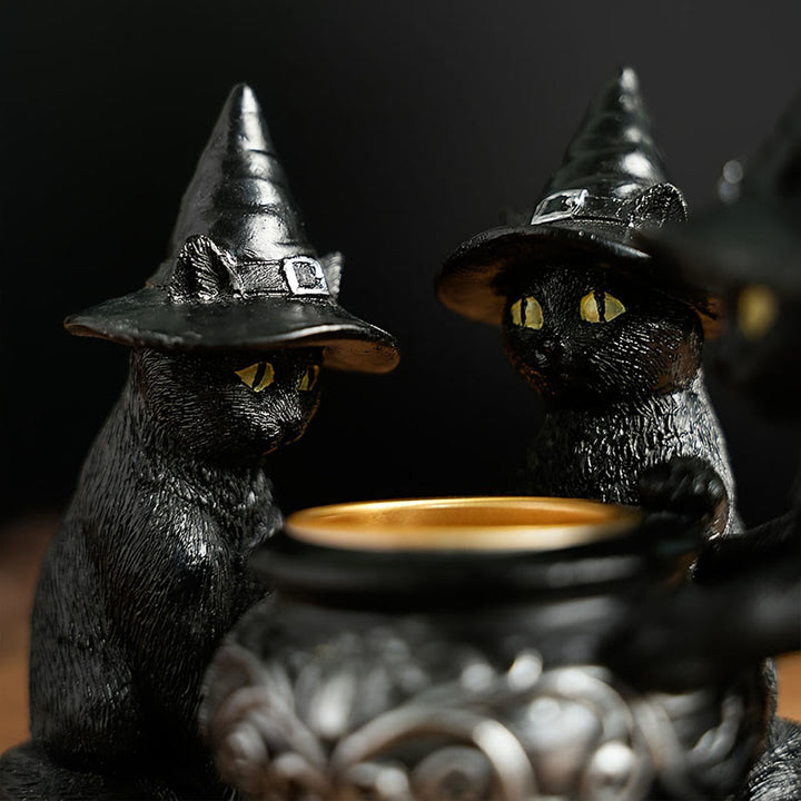 Bougeoir à bougie chauffe- Olivenorma Halloween Trois Chats Sorciers