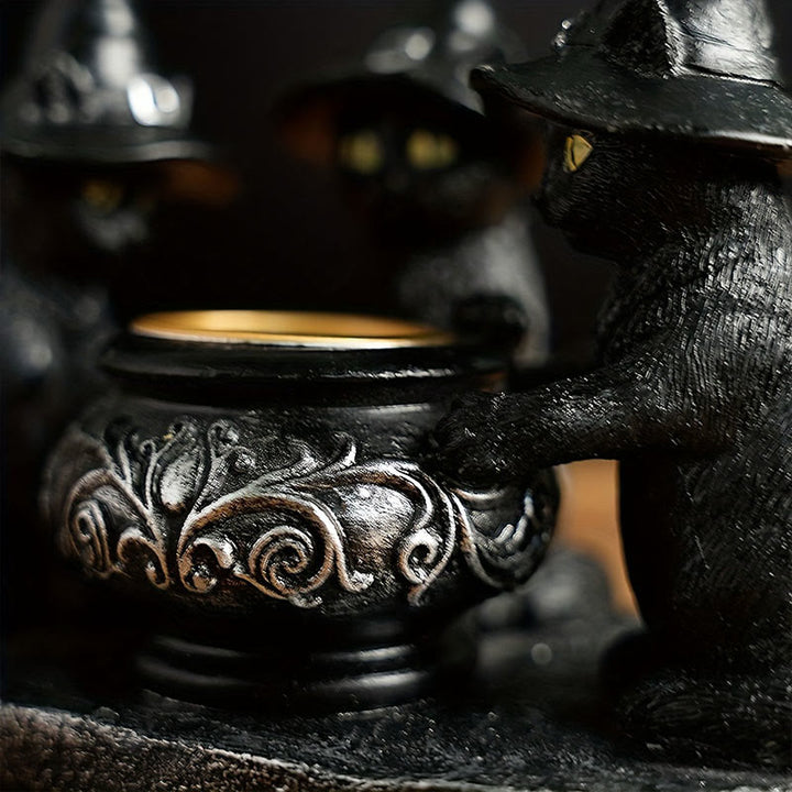 Bougeoir à bougie chauffe- Olivenorma Halloween Trois Chats Sorciers