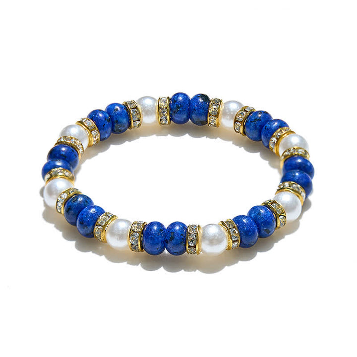 Bracelet femme en perles d'eau douce naturelles et lapis-lazuli Olivenorma