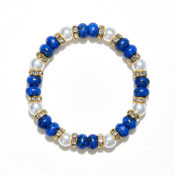 Bracelet femme en perles d'eau douce naturelles et lapis-lazuli Olivenorma