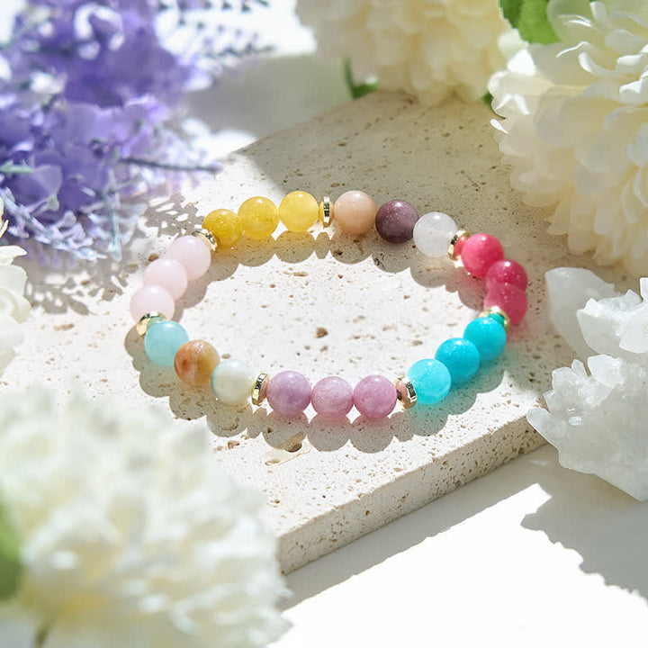 Bracelet pour femme en perles de cristal naturel de 7 couleurs Olivenorma