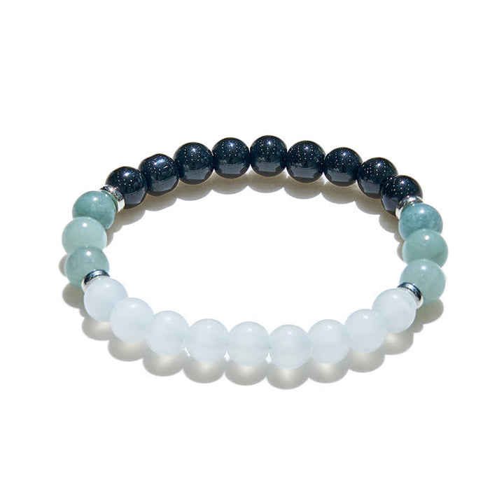 Bracelet en perles d'obsidienne amazonite cristal transparent Olivenorma