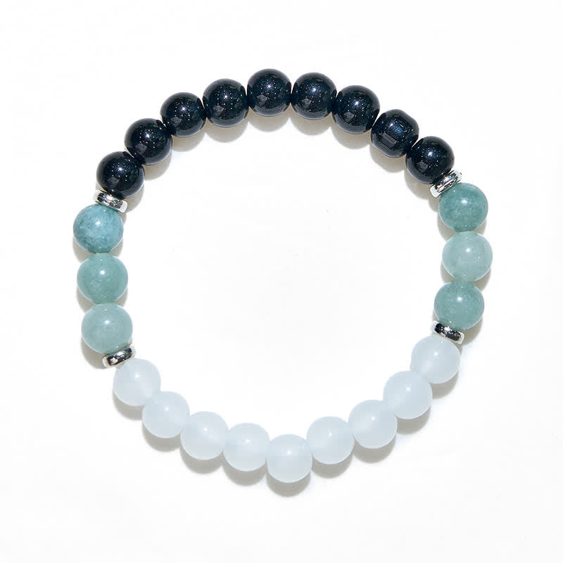 Bracelet en perles d'obsidienne amazonite cristal transparent Olivenorma