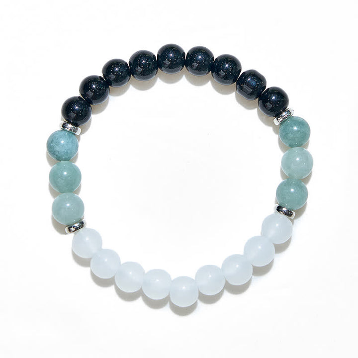 Bracelet en perles d'obsidienne amazonite cristal transparent Olivenorma