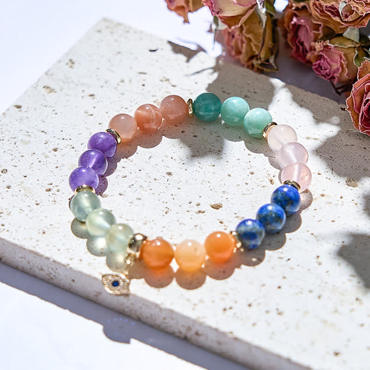 Bracelet pendentif mauvais œil en perles de pierre naturelle Olivenorma de 8 mm