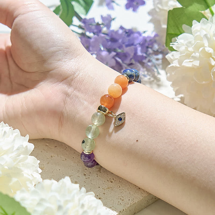 Bracelet pendentif mauvais œil en perles de pierre naturelle Olivenorma de 8 mm