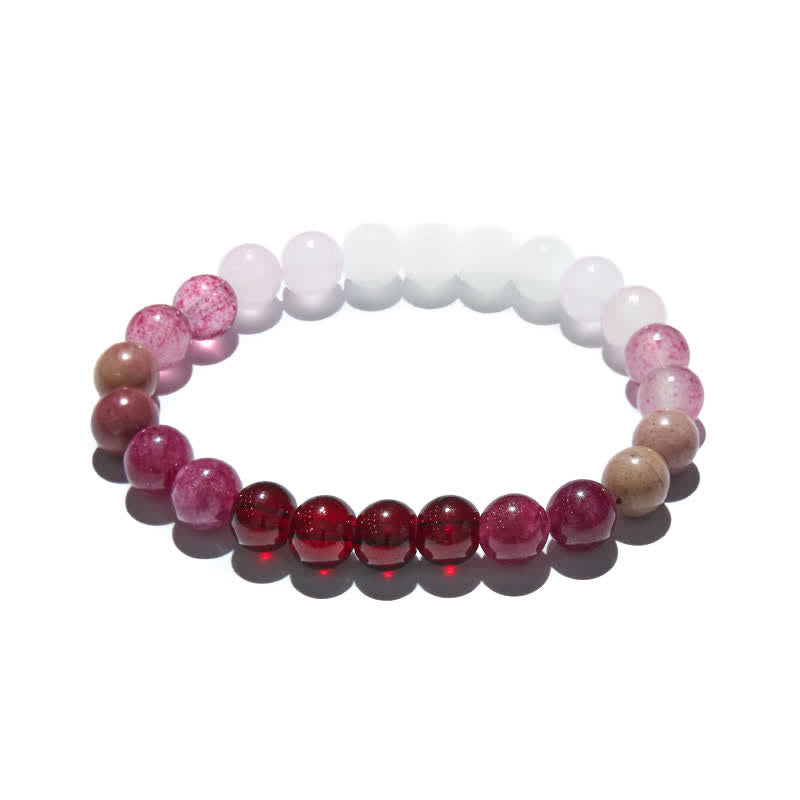 Bracelet Olivenorma en perles de cristal rose naturel de 8 mm pour femme