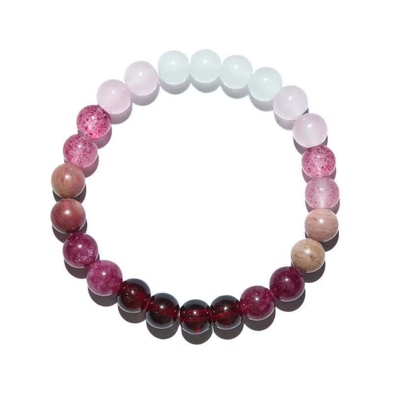 Bracelet Olivenorma en perles de cristal rose naturel de 8 mm pour femme