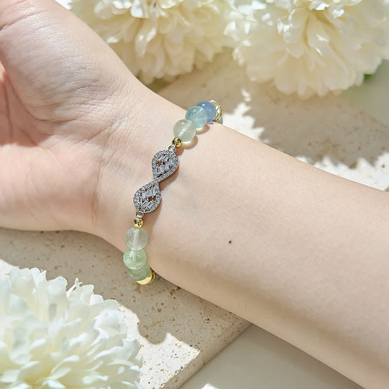 Bracelet symbole de l'infini en perles de fluorite naturelle Olivenorma