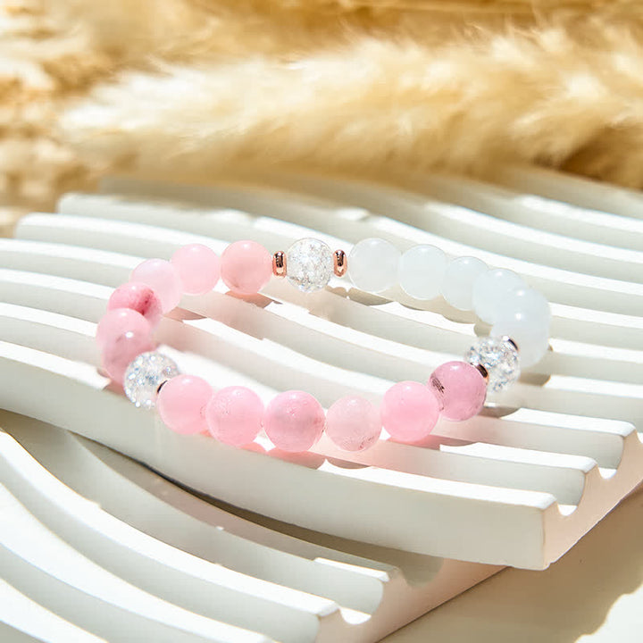 Bracelet en perles d'opale rose en cristal transparent Olivenorma