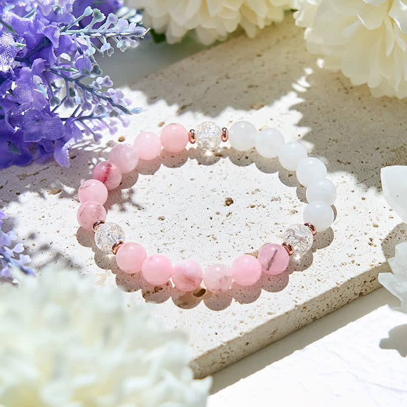 Bracelet en perles d'opale rose en cristal transparent Olivenorma