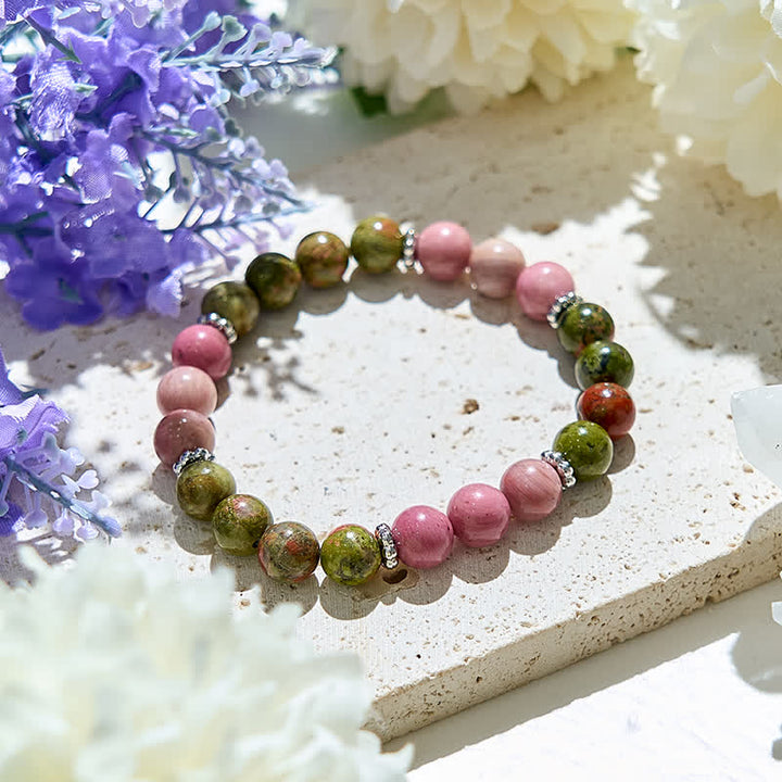 Bracelet de perles d'unakite en rhodonite naturelle Olivenorma