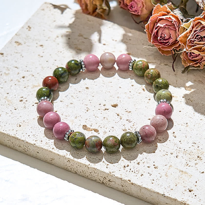 Bracelet de perles d'unakite en rhodonite naturelle Olivenorma