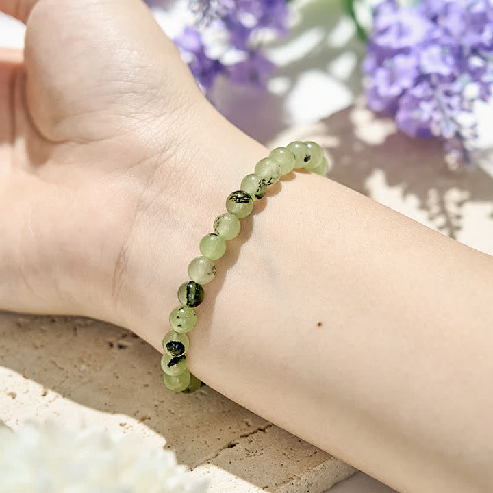 Bracelet en perles de préhnite naturelle Olivenorma de 4 mm