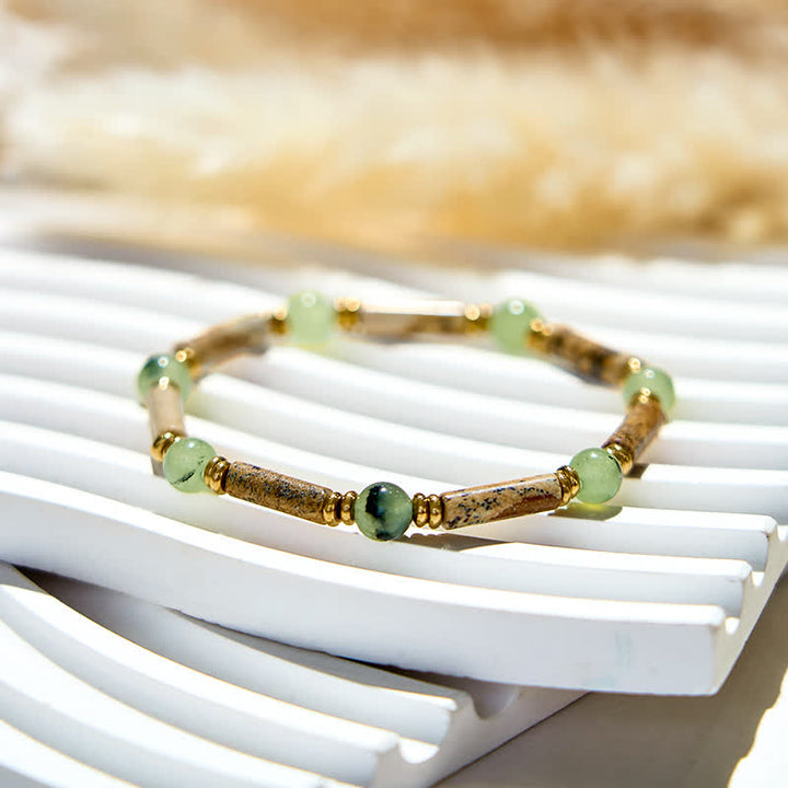 Bracelet en perles de jaspe préhnite naturelle Olivenorma