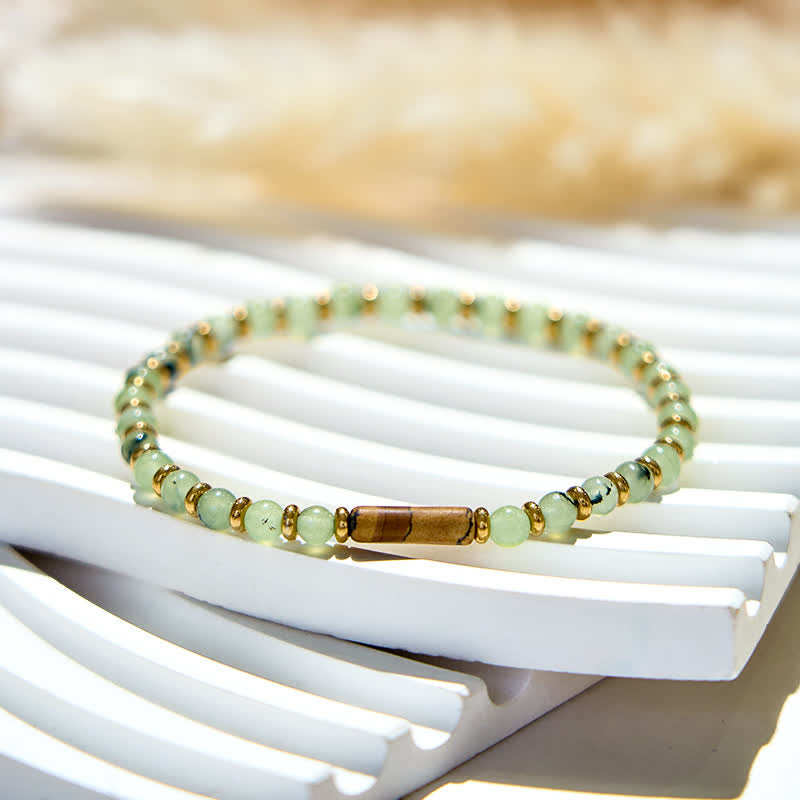 Bracelet en perles de jaspe photo en préhnite naturelle Olivenorma de 4 mm