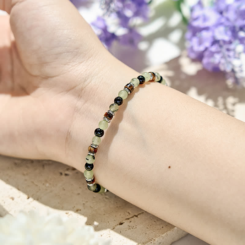 Bracelet en perles d'obsidienne préhnite naturelle Olivenorma de 6 mm