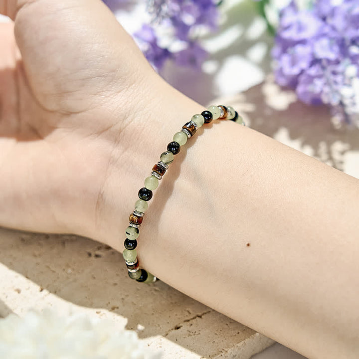 Bracelet en perles d'obsidienne préhnite naturelle Olivenorma de 6 mm