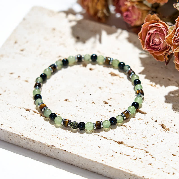 Bracelet en perles d'obsidienne préhnite naturelle Olivenorma de 6 mm