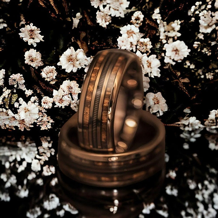 Corde de guitare Olivenorma et anneau de tonneau de whisky brûlé