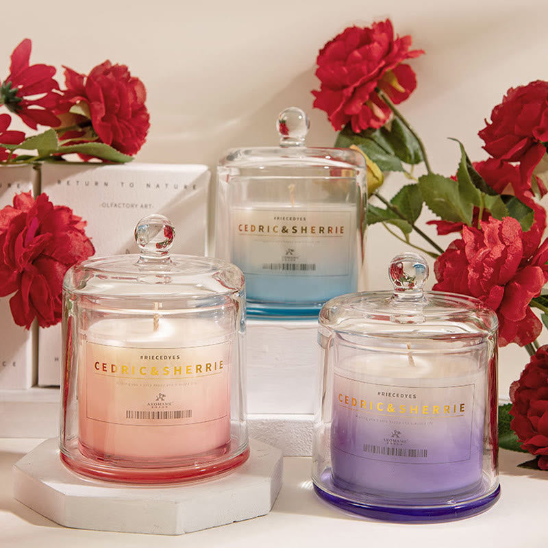 Bougie parfumée pour la maison en verre dégradé de couleurs Olivenorma