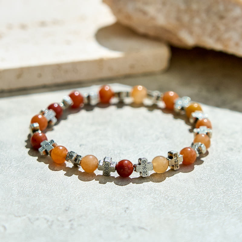 Bracelet Olivenorma en perles de croix en métal et grès Sun Stone - image 3