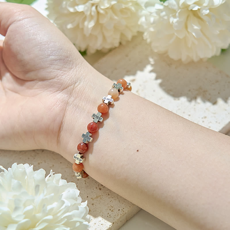 Bracelet Olivenorma en perles de croix en métal et grès Sun Stone - image 1