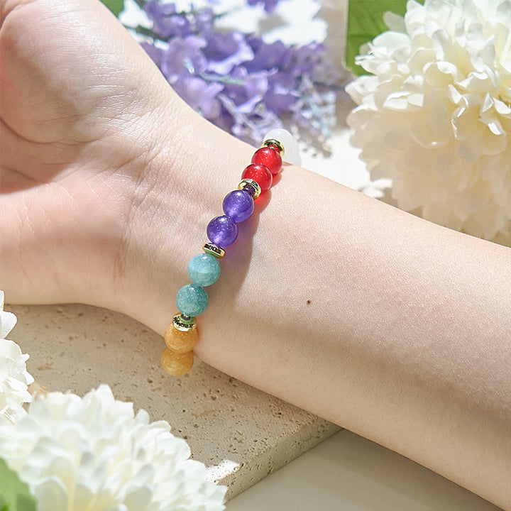 Bracelet en perles de cristal transparent améthyste aigue-marine naturelle Olivenorma