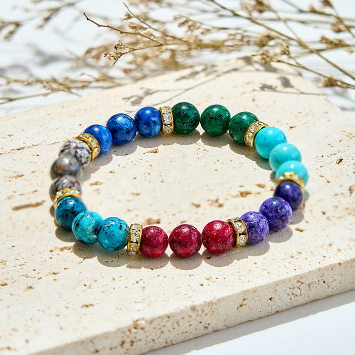 Bracelet en perles en métal et pierre naturelle Olivenorma de 8 mm