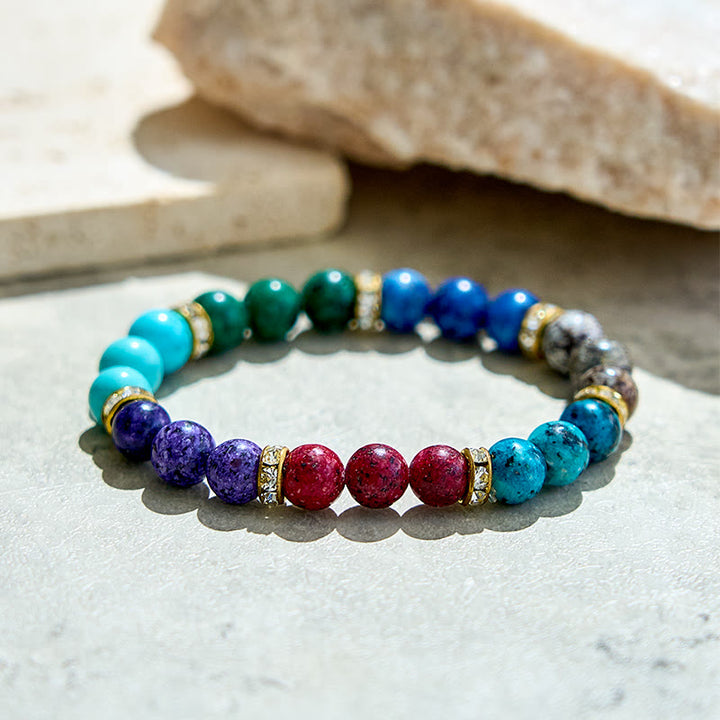 Bracelet en perles en métal et pierre naturelle Olivenorma de 8 mm