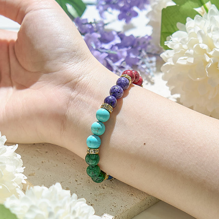 Bracelet en perles en métal et pierre naturelle Olivenorma de 8 mm