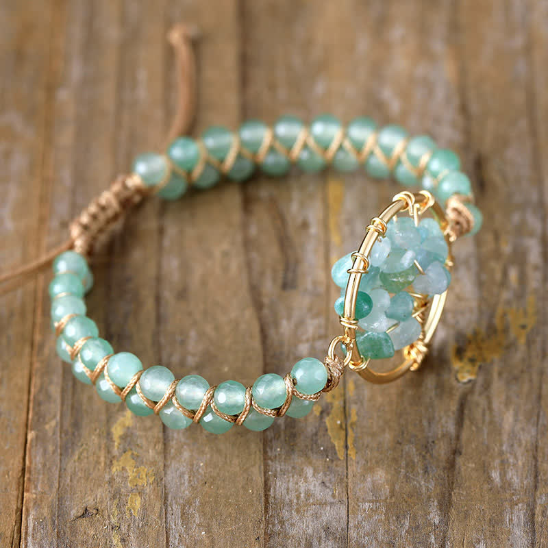 Bracelet Arbre de vie en aventurine verte et améthyste Olivenorma