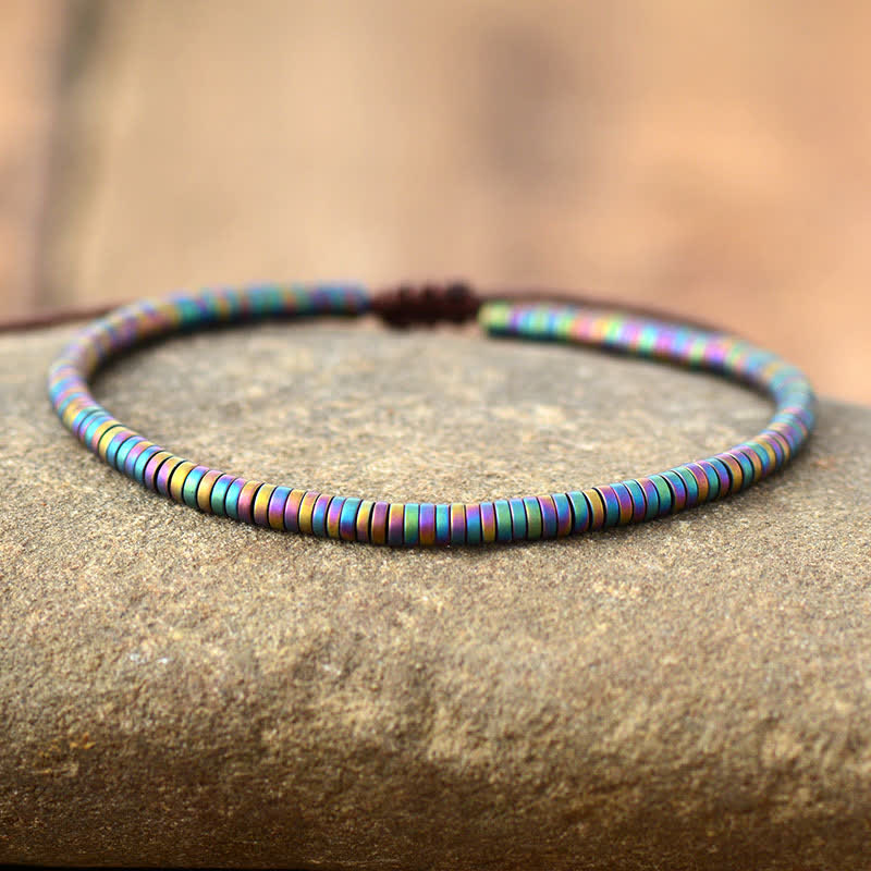 Bracelet pour homme en petites perles en hématite électrolytique Olivenorma