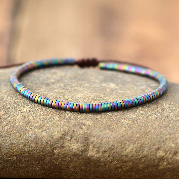 Bracelet pour homme en petites perles en hématite électrolytique Olivenorma