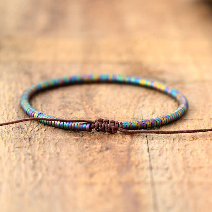 Bracelet pour homme en petites perles en hématite électrolytique Olivenorma