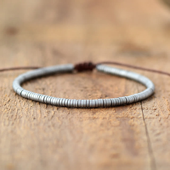 Bracelet pour homme en petites perles en hématite électrolytique Olivenorma