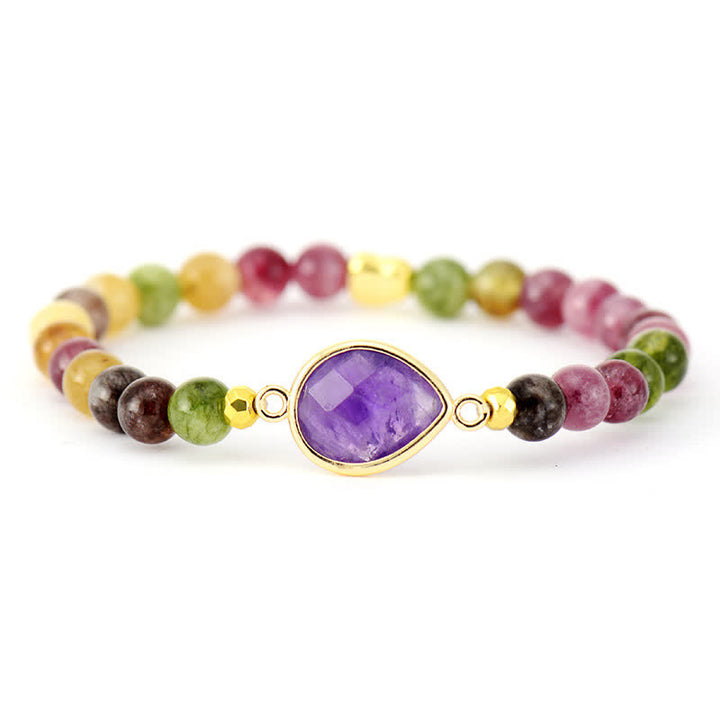 Bracelet en perles d'améthyste et de tourmaline naturelles Olivenorma