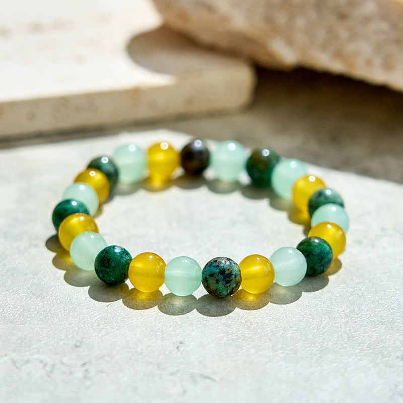 Bracelet de perles en citrine et fluorite verte turquoise africaine Olivenorma